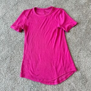 Lululemon Hold Tight T-Shirt Size 4 Hot Pink Ribbed Stretch Soft Short Sleeve